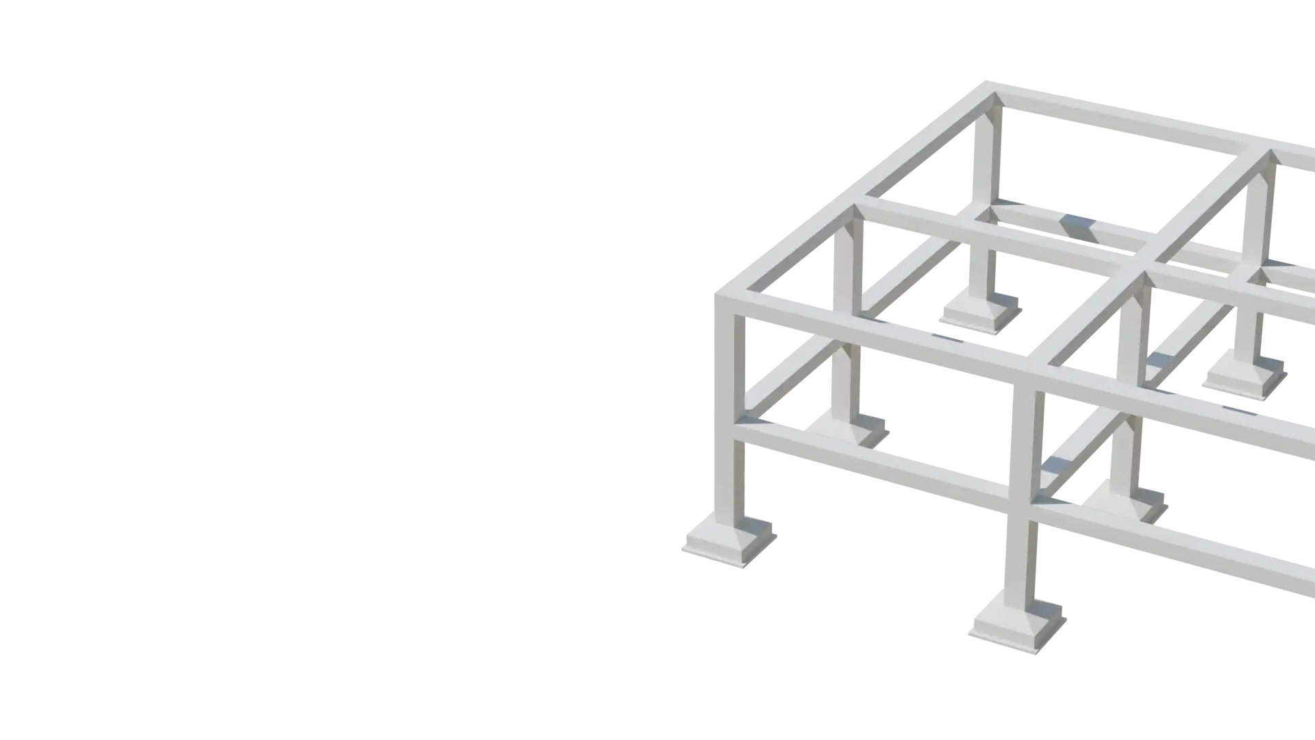 Structure en béton armé, contient poutre, poteau, dalle et semelle.